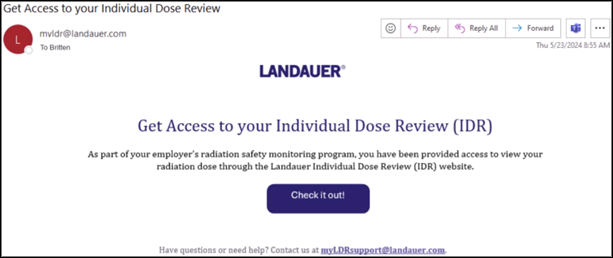 Individual Dose Review Email Example