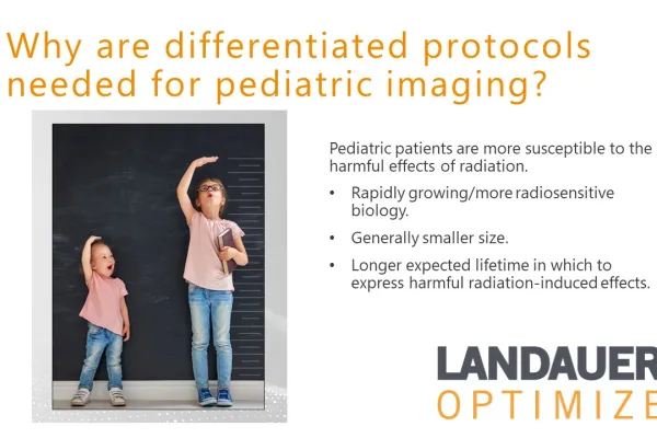 LANDAUER OPTIMIZE webinar slide about Leapfrog Scoring and Pediatric Dose